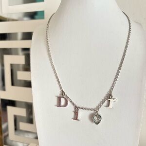 Dior D-I-🤍-R  Silver Tone Letter Charm Necklace AUTHENTIC
